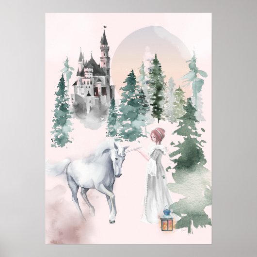 Fairytale Prinzessin und Einhorn von Forest Castle Poster (Vorne)