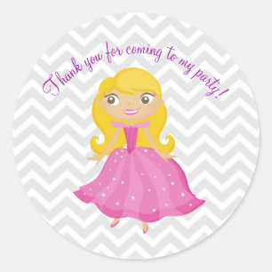 Fairytale Rosa Prinzessin mit Blonde Haarkleber Runder Aufkleber