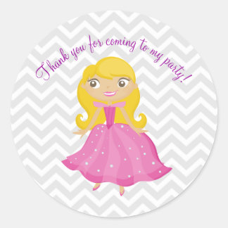 Fairytale Rosa Prinzessin mit Blonde Haarkleber Runder Aufkleber