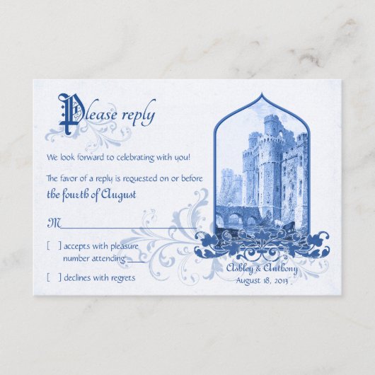 Fairytale Royal Blue Castle RSVP (Vorderseite)