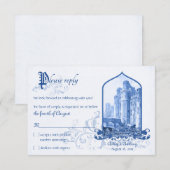 Fairytale Royal Blue Castle RSVP Karte (Vorne/Hinten)