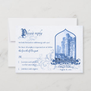 Fairytale Royal Blue Castle RSVP Karte