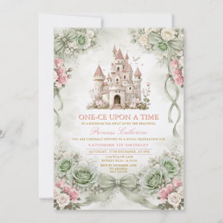 Fairytale Sage Green Princess Birthday Invitation Einladung