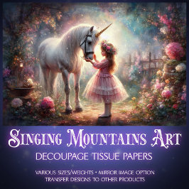 Fairytale Secret Garden Unicorn Girl Decoupage  Seidenpapier
