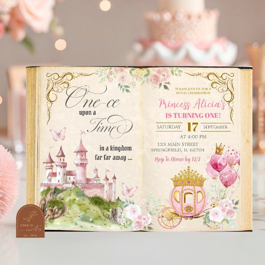 Fairytale Storybook Princess First Birthday Einladung