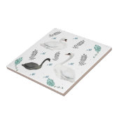 Fairytale Swan Illustration Folk Botanical Fliese (Seite)