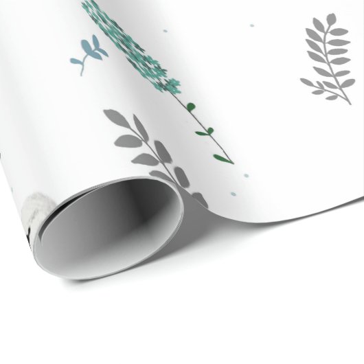 Fairytale Swan Illustration Folk Botanical Geschenkpapier (Rolleneckpunkt)