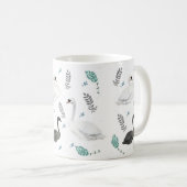 Fairytale Swan Illustration Folk Botanical Kaffeetasse (VorderseiteRechts)