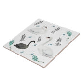 Fairytale Swan Illustration Folk Botanische Schwän Fliese (Seite)