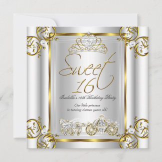 Fairytale Sweet 16 16. Geburtstag Gold Silber 2 Einladung
