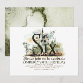 Fairytale Unicorn Dragon Magic Burg 6 Geburtstag Einladung