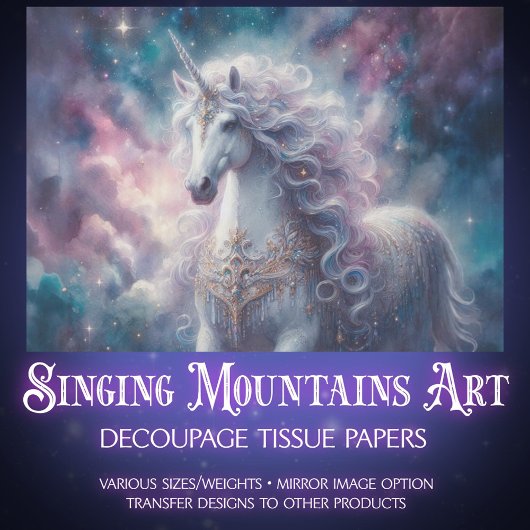 Fairytale Unicorn & Galaxy Craft Decoupage Seidenpapier