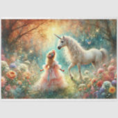 Fairytale Unicorn Little Flower Girl Decoupage Seidenpapier (Vorderseite)