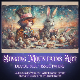 Fairytale Vintage Mad Hatter Tea Party Decoupage Seidenpapier