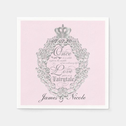 Fairytale Vintage Wedding Pink Elegantes Neapel Serviette (Vorderseite)