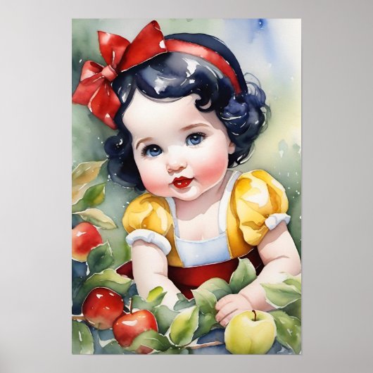 Fairytale Watercolor Baby Snow White Poster (Vorne)