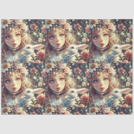 Fairytale Wonderland Alice and Rabbit Decoupage Seidenpapier (Vorderseite)