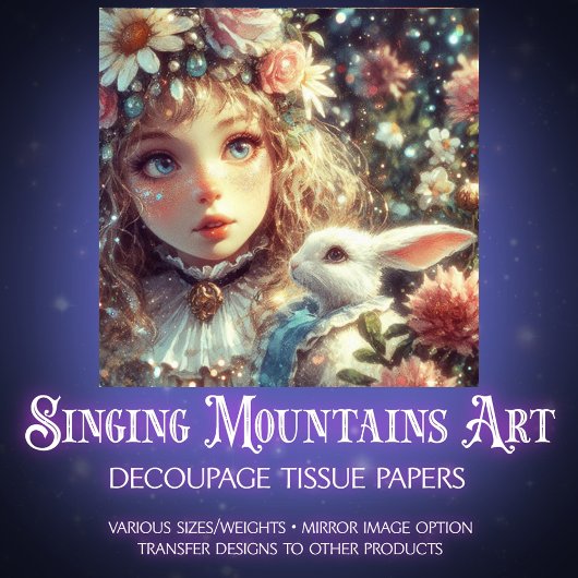 Fairytale Wonderland Alice and Rabbit Decoupage Seidenpapier