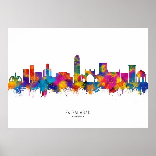 Faisalabad Pakistan Skyline Poster (Vorne)