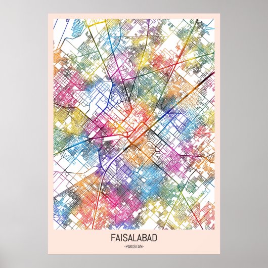 Faisalabad Pakistan Stadtkarte Poster (Vorne)