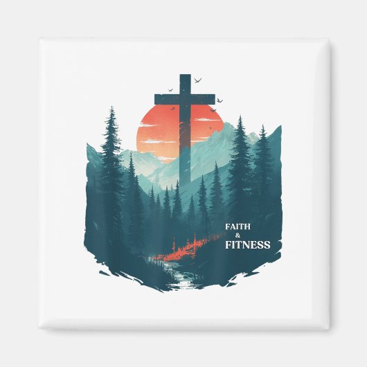 Faith &amp; Fitness Christian - Workout Motivation Magnet (Vorne)