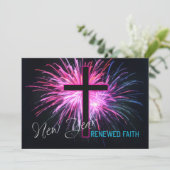 Faith and Fireworks New Year Card Karte (Stehend Vorderseite)