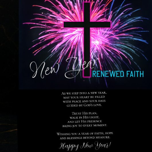 Faith and Fireworks New Year Card Karte