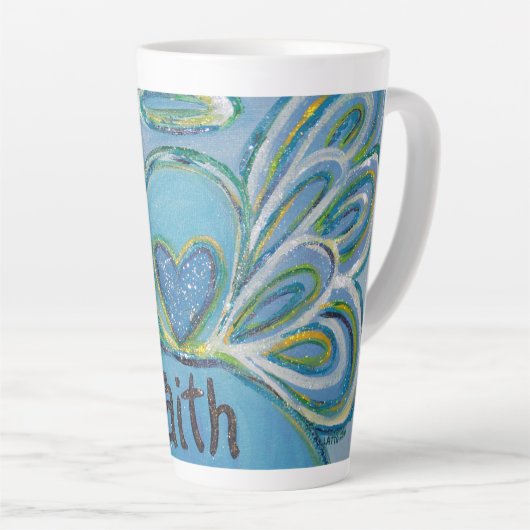 Faith Angel Word Art Custom Latte Tasse Cup (Rechte Ecke)