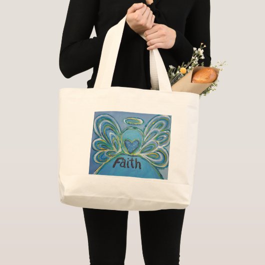 Faith Angel Word Art Toag Jumbo Stoffbeutel (Vorderseite (Produkt))