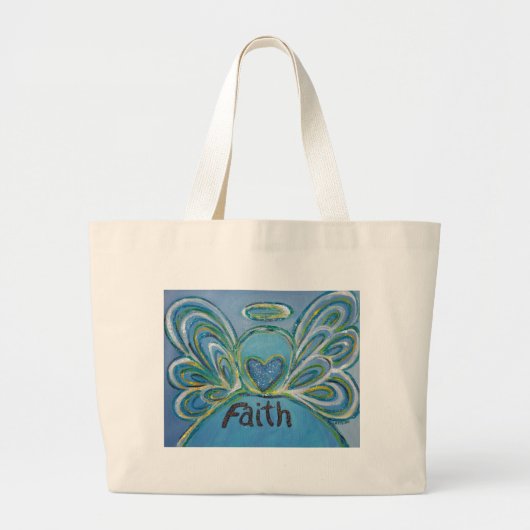 Faith Angel Word Art Toag Jumbo Stoffbeutel (Vorne)