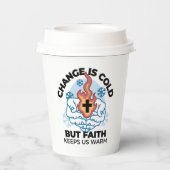 Faith Behalte uns warm - Hochwertiges Winterwerk Pappbecher (Rückseite)