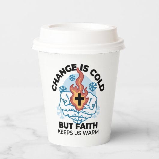 Faith Behalte uns warm - Hochwertiges Winterwerk Pappbecher (Vorderseite)