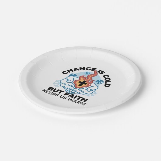 Faith Behalte uns warm - Hochwertiges Winterwerk Pappteller (Schrägansicht)