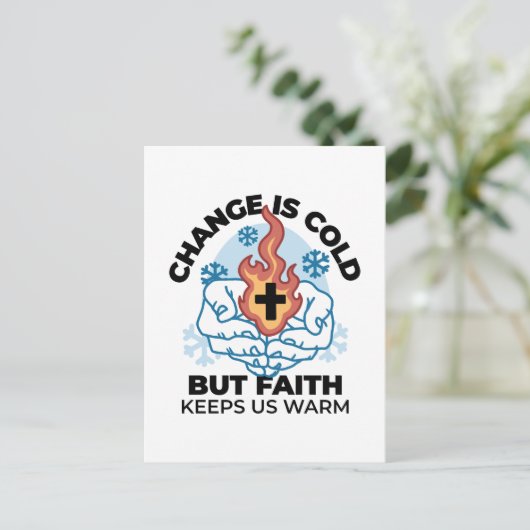 Faith Behalte uns warm - Hochwertiges Winterwerk Postkarte (Stehend Vorderseite)
