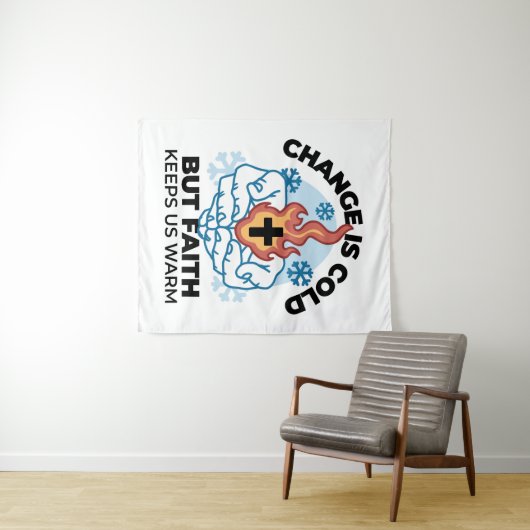 Faith Behalte uns warm - Hochwertiges Winterwerk Wandteppich (Beispiel (Horizontal))