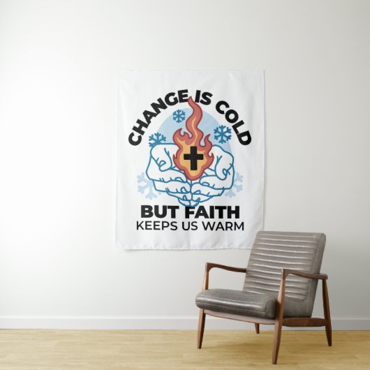 Faith Behalte uns warm - Hochwertiges Winterwerk Wandteppich (Beispiel)