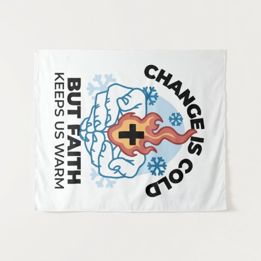 Faith Behalte uns warm - Hochwertiges Winterwerk Wandteppich (Vorderseite (Horizontal))