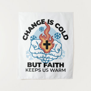 Faith Behalte uns warm - Hochwertiges Winterwerk Wandteppich