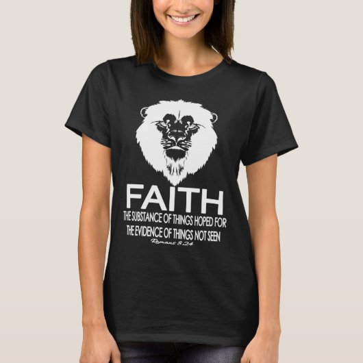 Faith Bible Scripture Cool Lion Romans 824 Christi T-Shirt (Vorderseite)