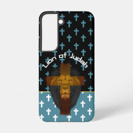 Faith Black Blue White Cross Lion of Judah Samsung Galaxy Hülle