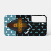 Faith Black Blue White Cross Lion of Judah Samsung Galaxy Hülle (Rückseite (Horizontal))