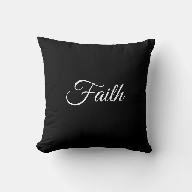 Faith Black Throw Pillow Kissen (Vorderseite)