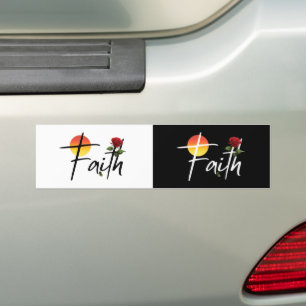 Faith Black Typografy mit Rose Autoaufkleber