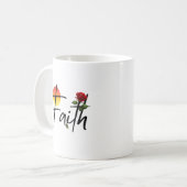 Faith Black Typografy mit Rose Kaffeetasse (Vorderseite Links)
