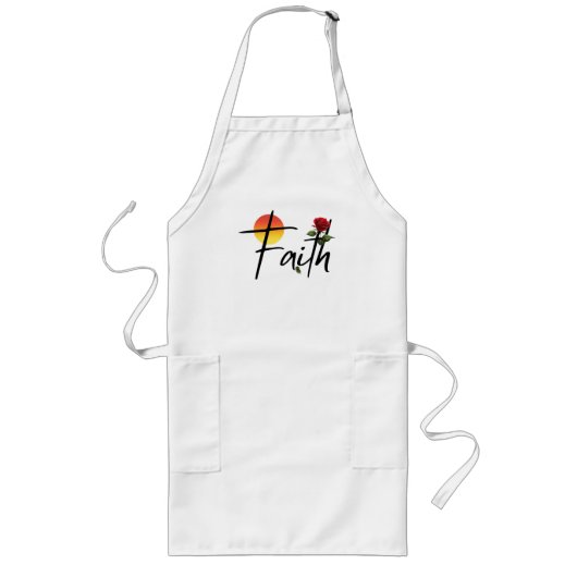 Faith Black Typografy mit Rose Lange Schürze (Vorne)