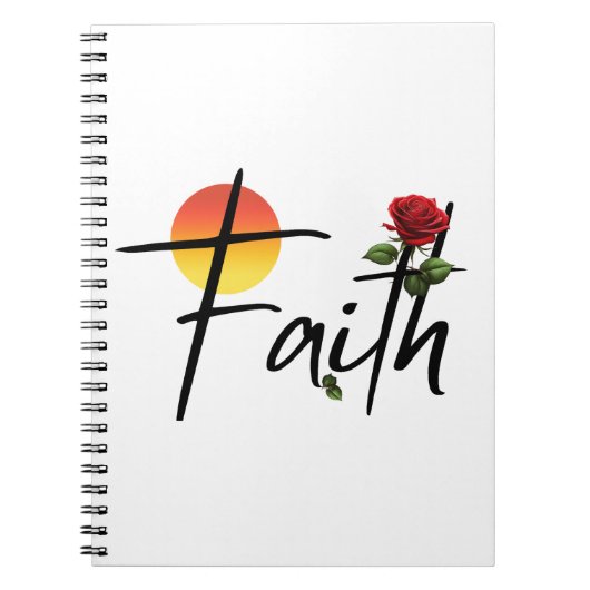 Faith Black Typografy mit Rose Notizblock (Vorderseite)