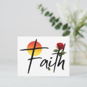 Faith Black Typografy mit Rose Postkarte (Stehend Vorderseite)