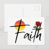 Faith Black Typografy mit Rose Postkarte (Vorne/Hinten)