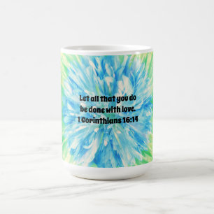 Faith Blue Blume Bible Verse Liebe Tasse Cup