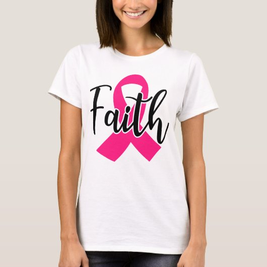 Faith Breast Cancer Awareness Pink Ribbon Fighter T-Shirt (Vorderseite)